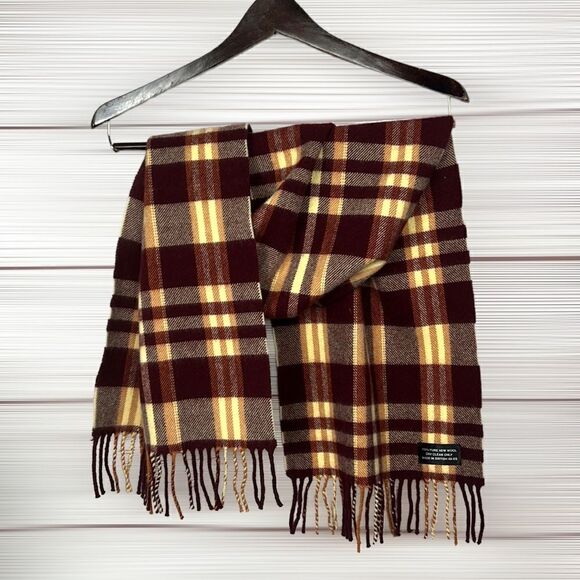 Vintage 100% Pure New Wool England Tartan Plaid Scarf 57x11,5 inches. - Picture 4 of 7